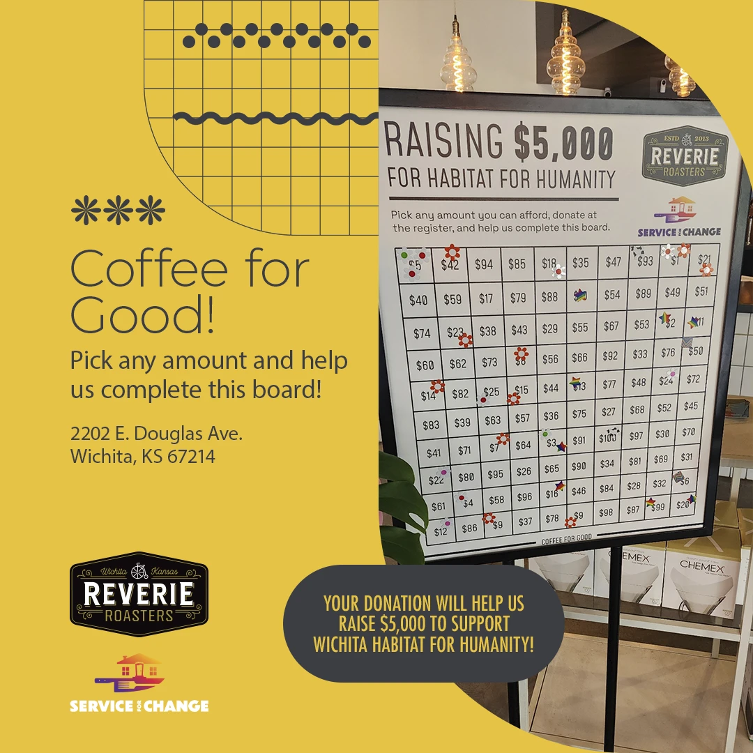 Coffee for Good! event flyer. Includes event details.