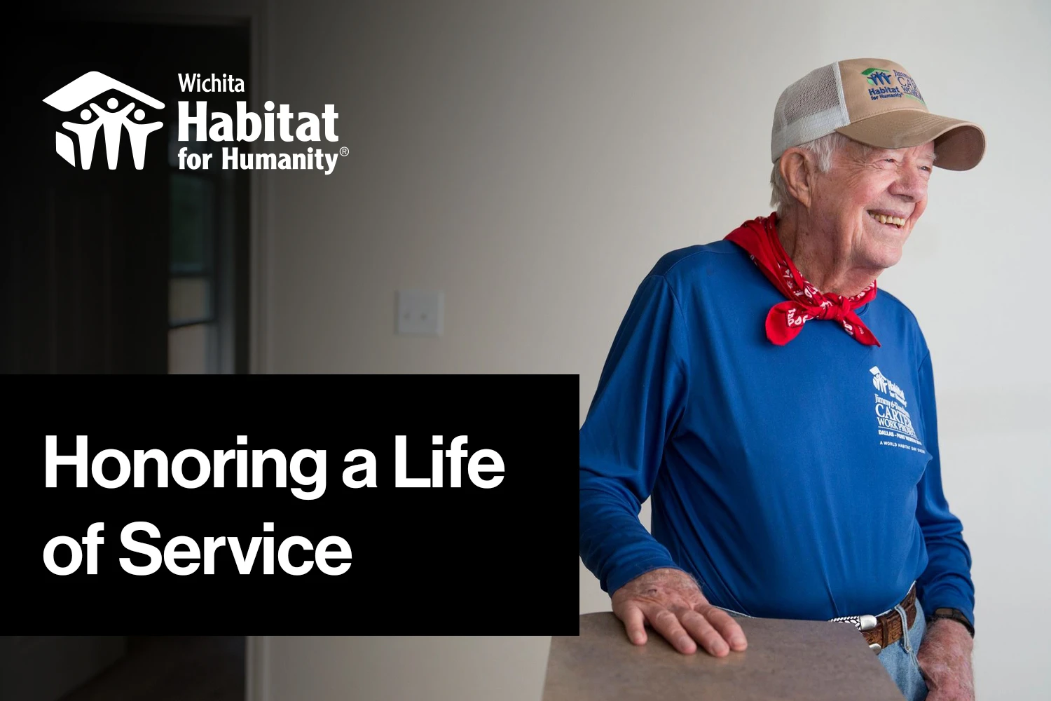 Honoring a Life of Service with Jimmy Carter in the background.