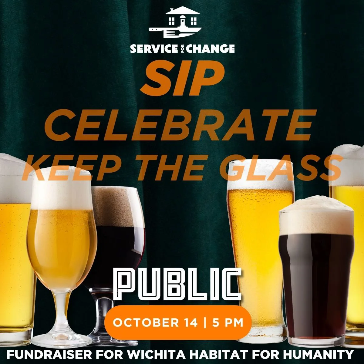 Keep the Glass & Celebrate Service event flyer. Includes time and date.