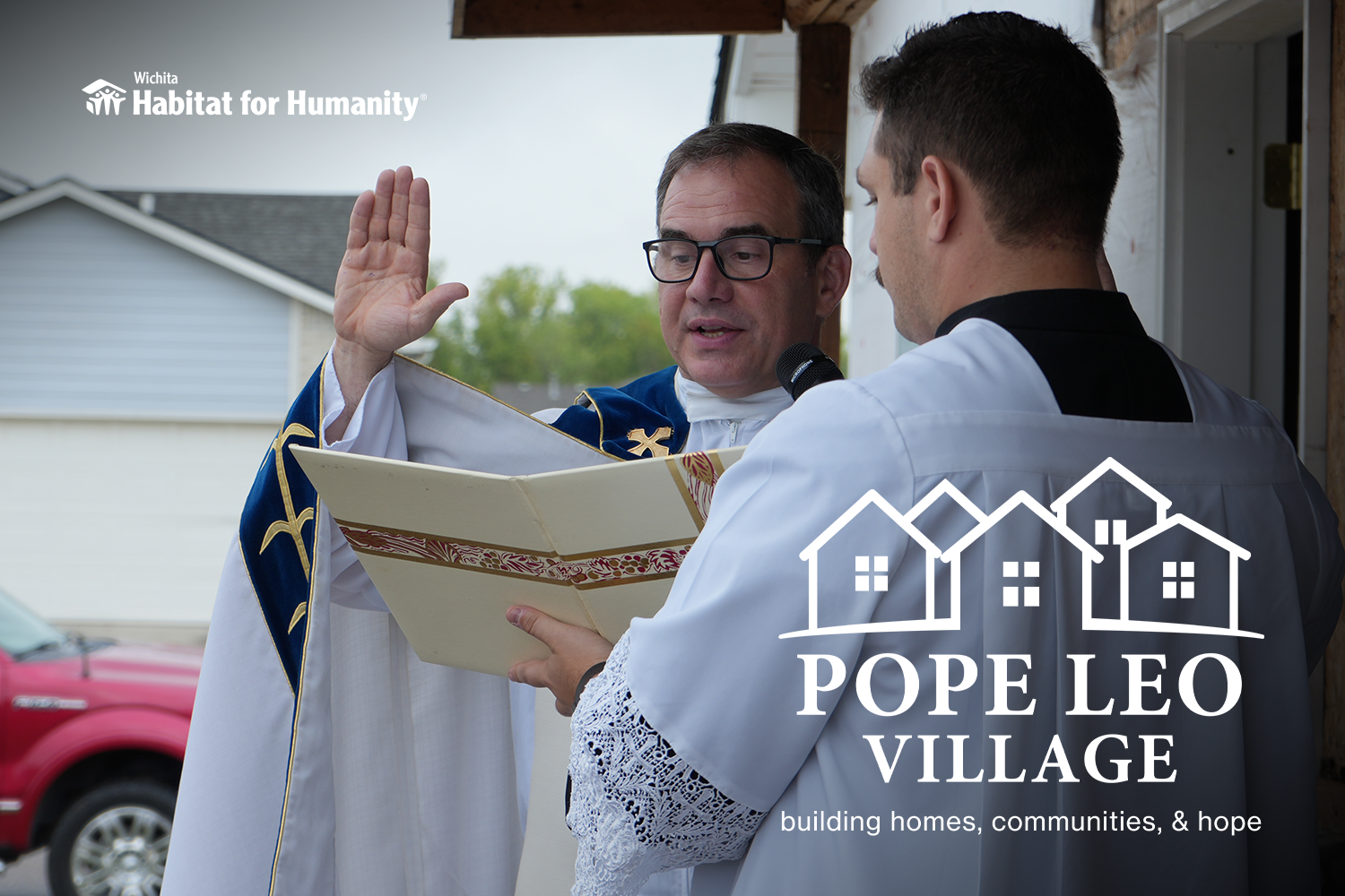 Featured image for “Wichita Habitat for Humanity celebrates ground blessing for Pope Leo Village”