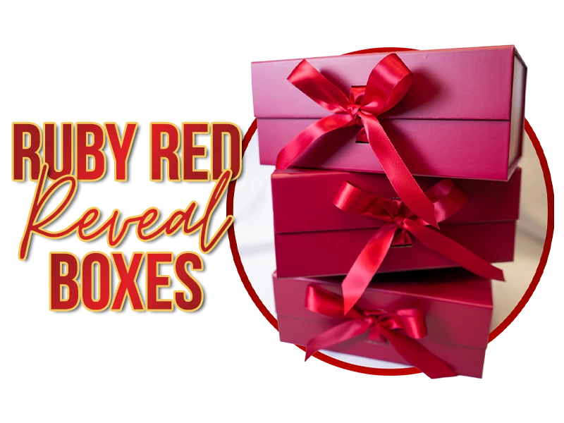 A graphic of the Ruby Red Reveal Boxes.