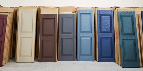 Doors lined up against the wall.