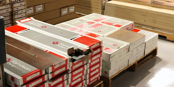 Unopened flooring material for sale.