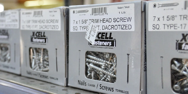 Boxes of screws on sale.